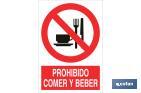 Prohibido comer y beber. El diseño de la señal puede variar, pero en ningún caso se variará el significado de la misma. - Cofan