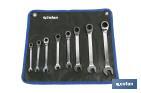 SET OF 8 COMBINATION RATCHET SPANNERS | CHROME-VANADIUM | INCLUDES: SW8, 10, 12, 13, 14, 17, 19 AND 21