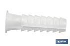 TACO DE LDPE BLANCO ESTRIADO | EN BOLSITAS DE 100 UNIDADES | IDEAL PARA HUECOS Y MACIZOS | MEDIDAS DESDE Ø 5 HASTA 12 MM