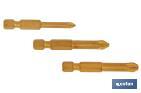 KIT DE PUNTAS DE TITANIO PARA ATORNILLAR | CONTENIDO 3 PUNTAS POZI DRIVE DE 50 MM | MODELO 1/4" PZ