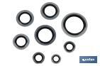 Metal Rubber Washer | Zinc-Plated Steel & NBR | Several Inner & Outer Sizes - Cofan