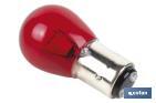 Lámpara de 2 polos descentrada 12 V | Casquillo de tipo BAW15d | Bombilla P21/5W en color rojo - Cofan