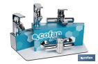 Kit of bathroom fittings with display rack for Ross Model mixer taps | Ideal for displaying taps | Suitable for 5 pieces - Cofan