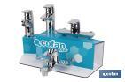 Kit of bathroom fittings with display rack for Rift Model mixer taps | Ideal for displaying taps | Suitable for 5 pieces - Cofan