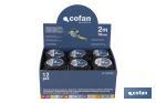 Tape measure display stand | Material: HDPE cardboard | 12 tape measures included | Dimensions: 258 x 155 x 60cm - Cofan