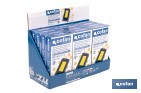 EXPOSITOR DE LÁMPARAS DE INSPECCIÓN COB LED RECARGABLES CON PANEL SOLAR | INCLUYE 12 UNIDADES