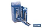 Expositor de cúteres de aluminio | Incluye 12 cúteres profesionales | Disponible en diferentes medidas - Cofan
