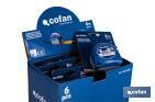 Expositor para flexómetros estándar con botón de bloqueo de Cofan | Incluyen los flexómetros | Varias medidas y capacidades - Cofan