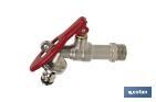 Water tap lock with lever | 1/2" inlet and 3/4" outlet | Suitable for garden hose | PN: 25 bar - Cofan