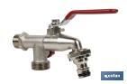 Double outlet garden tap with lever | Size: 1/2" x 3/4" x 3/4" | Suitable for garden hose | PN: 25 bar - Cofan