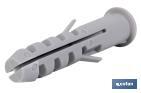 Taco de nylon alado con collarín | Medidas desde diámetro 4 hasta 14 mm | Para todos los materiales de construcción - Cofan
