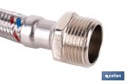 Conexión flexible con rosca macho-hembra | Conexión M1/2" x H1/2" DN13 G1/2" |  Manguera flexible de acero inoxidable | Disponible en diferentes longitudes - Cofan