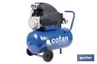 Compresor de aire de pistón coaxial | Motor de 2 HP | Compresor monofásico 230 V | Presión máxima: 8 bares | Depósito de 24 litros | Medidas: 61 x 31 x 58 cm - Cofan