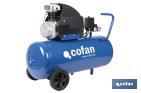 Compresor de aire de pistón coaxial | Motor de 2 HP | Compresor monofásico 230 V | Presión máxima: 8 bares | Depósito de 50 litros | Medidas: 77 x 43 x 66 cm - Cofan