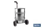 Carretilla portabidones con ruedas de caucho y mango acolchado | Ideal para talleres e industria | Adecuada para bidones de 30 litros - Cofan