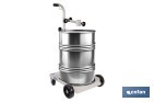 Carretilla portabidones | Ruedas de poliuretano con rodamientos y nylon | Mango acolchado | Ideal para talleres e industria | Adecuada para bidones de 60 litros - Cofan