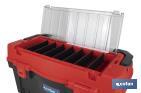Tool box with organisers, reinforcements and ABS latches | Dimensions: 59.5 x 28.8 x 30.8cm - Cofan