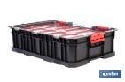 Caja de herramientas modular con organizadores | Tapa de policarbonato | Incluye 8 compartimentos | Capacidad de carga: 20 kg | Compatible con set modular | Medidas: 51,7 x 33,1 x 13,4 cm - Cofan
