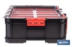 Caja de herramientas modular con organizadores | Tapa de policarbonato | Incluye 8 compartimentos | Capacidad de carga: 20 kg | Compatible con set modular | Medidas: 51,7 x 33,1 x 13,4 cm - Cofan