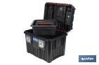 Compact tool box trolley with 2 drawers | Double handle and wheels | Size: 45 x 36 x 64cm - Cofan