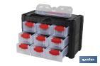 Storage bin organiser with 9 compartments for small tools and parts | Available in two different sizes - Cofan