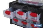 Storage bin organiser with 9 compartments for small tools and parts | Available in two different sizes - Cofan