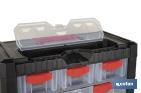 Storage bin organiser with 9 compartments for small tools and parts | Available in two different sizes - Cofan