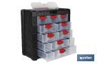 Storage bin organiser with 9 compartments for small tools and parts | Available in two different sizes - Cofan