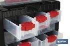 Storage bin organiser with 9 compartments for small tools and parts | Available in two different sizes - Cofan
