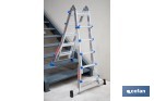 Multi-position Plus ladder | Aluminium | Available with different sizes and rungs | EN 131 Standard | Weight: 150 kilograms - Cofan