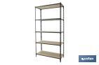 Steel shelving unit | Anthracite | Available with 5 wooden tiers | Size: 1,800 X 900 X 400MM - Cofan