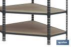 Corner shelving unit | Steel | Anthracite | Available with 5 wooden tiers | Size: 1,800 X 900 X 400MM - Cofan