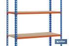 Steel shelving unit | Blue and orange | Available with 5 wooden tiers | Size: 2,000 X 1,000 X 500MM - Cofan