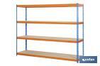 Steel shelving unit | Blue and orange | Available with 4 wooden tiers | Available in different sizes - Cofan