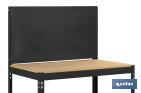 Banco de trabajo | Incluye panel perforado y 2 estantes de madera | Disponible en color antracita | Medidas: 1445 x 910 x 610 mm - Cofan