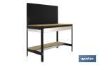 Workbench | With perforated tool panel and 2 wooden shelf boards and 1 drawer | Available in anthracite | Size: 1,445 X 1,210 X 610MM - Cofan