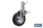 SWIVEL SCAFFOLDING WHEEL WITH BRAKE | SIZE: 200 X 50MM | WITH FEMALE SCAFFOLD TUBE OF Ø50MM