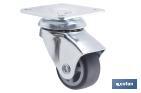 Rueda de goma gris con placa giratoria | Diámetros desde 30 mm hasta 40 mm | Para pesos desde 25 kg hasta 32 kg - Cofan