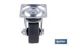 Rueda de goma gris con placa giratoria | Diámetros desde 30 mm hasta 40 mm | Para pesos desde 25 kg hasta 32 kg - Cofan