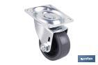 Rueda de goma gris con placa giratoria | Diámetros desde 30 mm hasta 40 mm | Para pesos desde 25 kg hasta 32 kg - Cofan