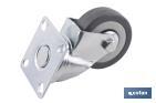 Rueda de goma gris con placa giratoria | Diámetros desde 50 mm hasta 75 mm | Para pesos máximos desde 36 kg hasta 45 kg - Cofan