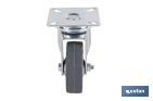 Rueda de goma gris con placa giratoria | Diámetros desde 50 mm hasta 75 mm | Para pesos máximos desde 36 kg hasta 45 kg - Cofan