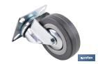 Rueda de goma gris con placa giratoria | Diámetros desde 50 mm hasta 75 mm | Para pesos máximos desde 36 kg hasta 45 kg - Cofan