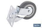 Rueda de goma gris con placa giratoria | Diámetros desde 50 mm hasta 75 mm | Para pesos máximos desde 36 kg hasta 45 kg - Cofan