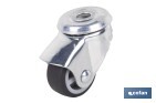 RUEDA DE GOMA GRIS PARA TORNILLO PASANTE | DIÁMETROS DESDE 30 MM HASTA 75 MM | PARA PESOS DESDE 25 KG HASTA 45 KG