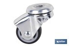 Rueda de goma gris para tornillo pasante | Diámetros desde 30 mm hasta 75 mm | Para pesos desde 25 kg hasta 45 kg - Cofan