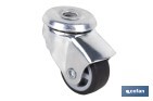Rueda de goma gris para tornillo pasante | Diámetros desde 30 mm hasta 75 mm | Para pesos desde 25 kg hasta 45 kg - Cofan