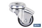 Rueda de goma gris para tornillo pasante | Diámetros desde 30 mm hasta 75 mm | Para pesos desde 25 kg hasta 45 kg - Cofan