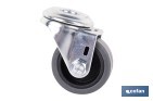 Rueda de goma gris para tornillo pasante | Diámetros desde 30 mm hasta 75 mm | Para pesos desde 25 kg hasta 45 kg - Cofan
