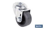 Rueda de goma gris para tornillo pasante | Diámetros desde 30 mm hasta 75 mm | Para pesos desde 25 kg hasta 45 kg - Cofan